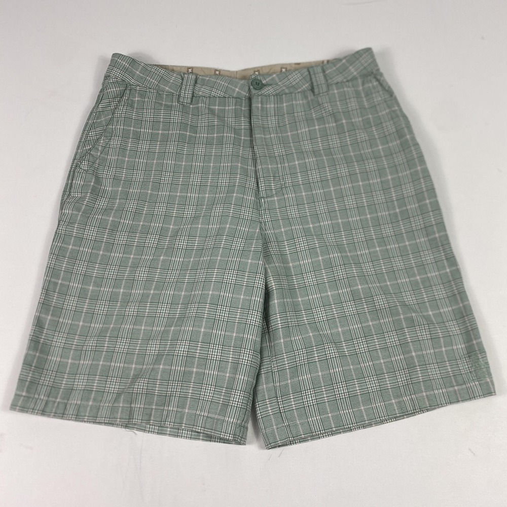 Katin Shorts Mens 34 Green Plaid Chino Flat Front Golf Casual Walking